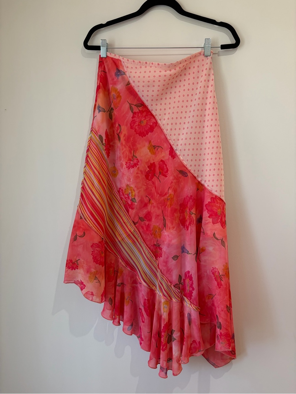 Y2K Pink Floral/Stripe/Polka dot Fairy  Asymmetrical Women’s Skirt RARE